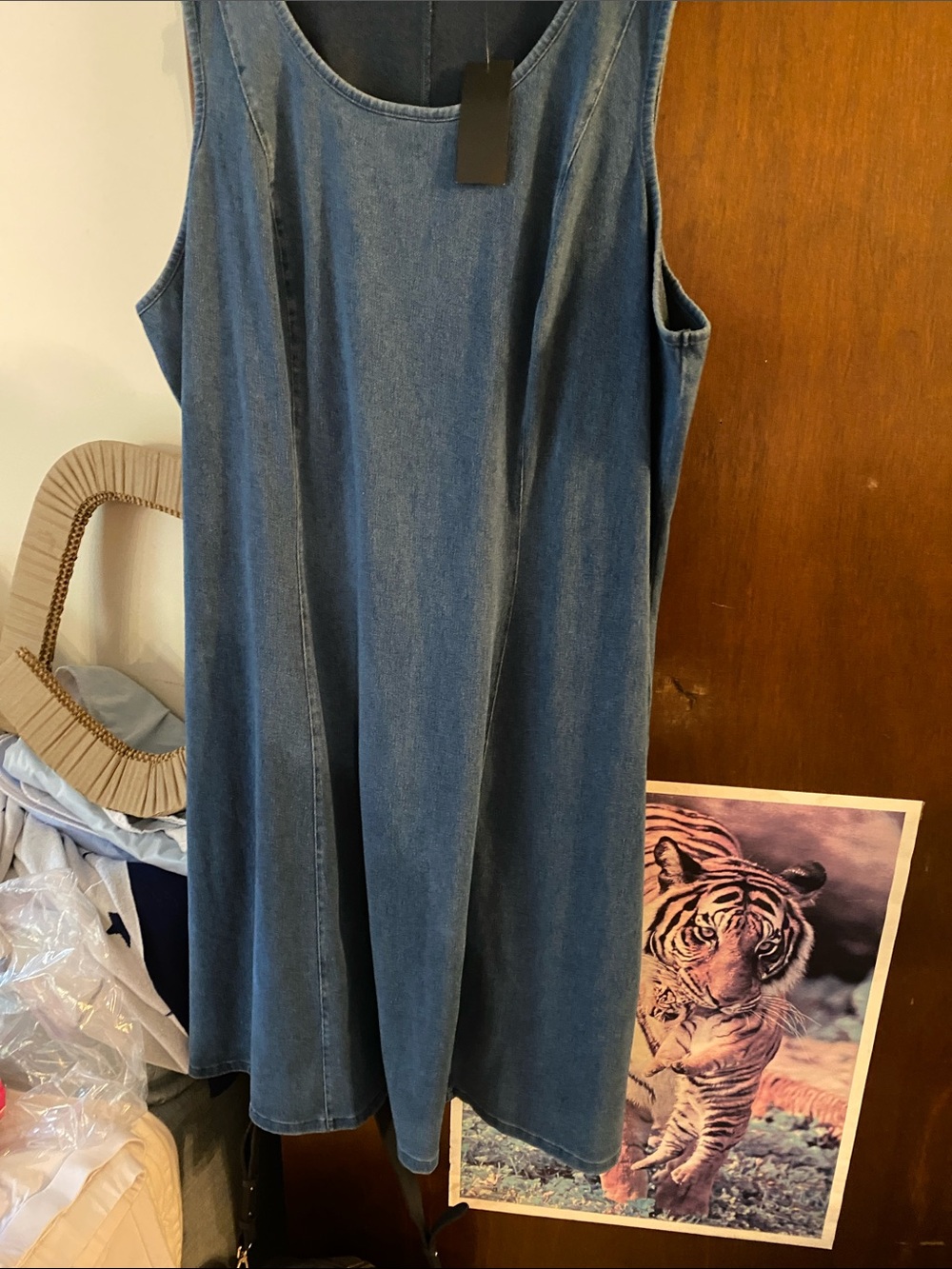 Denim&Co Blue Sleeveless A-Line Denim Dress Ptp 26” length 40” - Picture 4 of 6